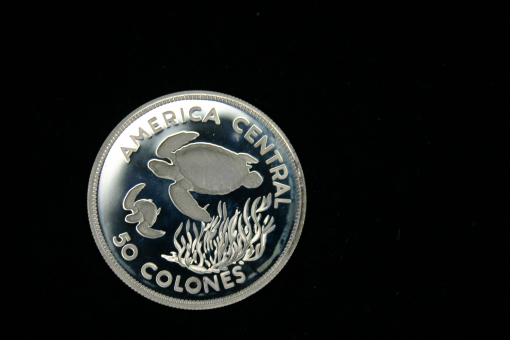 Costa Rica 50 Colones 1974 (Y*200a) grüne Suppenschildkröte 11.250 Exemplare in Proof 28,28 g Silber ''